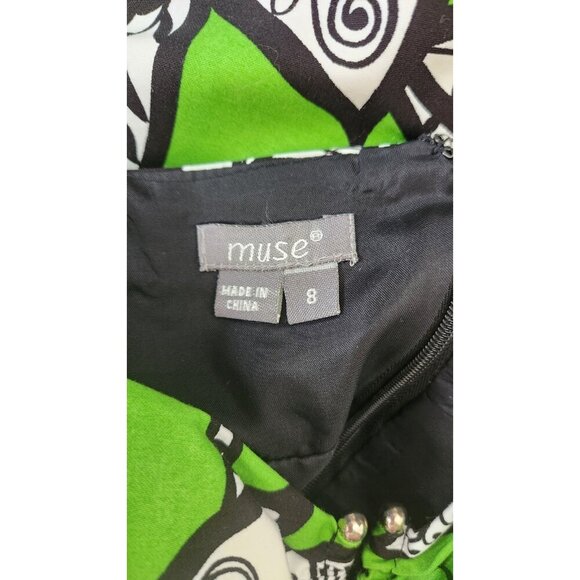 Muse Sleeveless Zipper zentangle floral Dress Women’s Size 8 - Picture 6 of 7